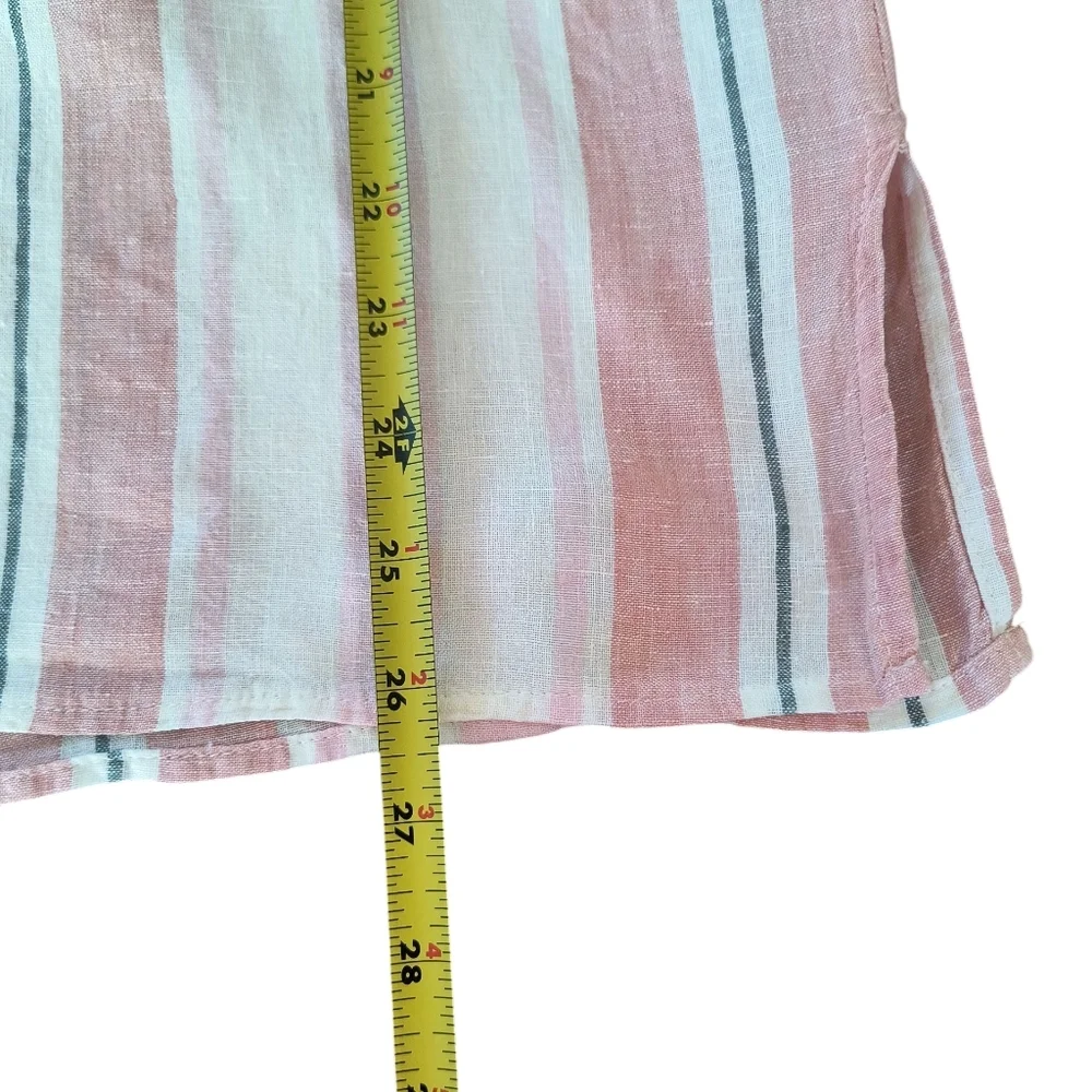 Lauren Ralph Lauren Pink and White Striped 100% Linen Women's Blouse - Picture 4 of 7
